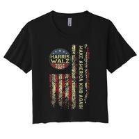 Harris Waltz 2024 Vintage America Flag Women's Crop Top Tee