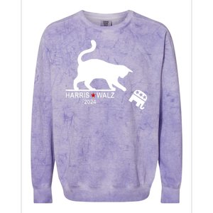 Harris Waltz 2024 Anti Trump Funny Cat Colorblast Crewneck Sweatshirt