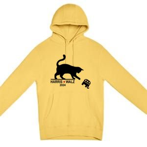 Harris Waltz 2024 Anti Trump Funny Cat Premium Pullover Hoodie