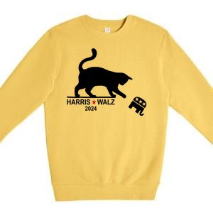 Harris Waltz 2024 Anti Trump Funny Cat Premium Crewneck Sweatshirt