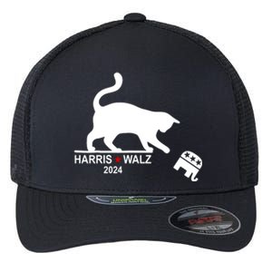 Harris Waltz 2024 Anti Trump Funny Cat Flexfit Unipanel Trucker Cap