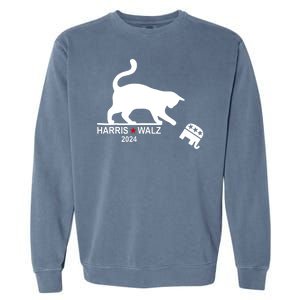 Harris Waltz 2024 Anti Trump Funny Cat Garment-Dyed Sweatshirt