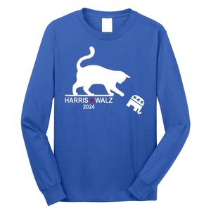 Harris Waltz 2024 Anti Trump Funny Cat Long Sleeve Shirt