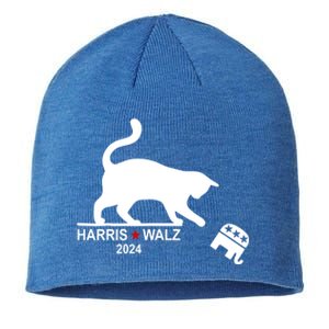 Harris Waltz 2024 Anti Trump Funny Cat Sustainable Beanie