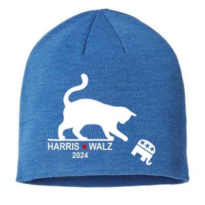 Harris Waltz 2024 Anti Trump Funny Cat Sustainable Beanie