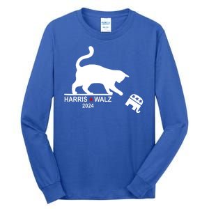 Harris Waltz 2024 Anti Trump Funny Cat Tall Long Sleeve T-Shirt