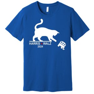 Harris Waltz 2024 Anti Trump Funny Cat Premium T-Shirt