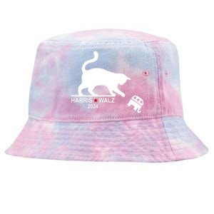 Harris Waltz 2024 Anti Trump Funny Cat Tie-Dyed Bucket Hat