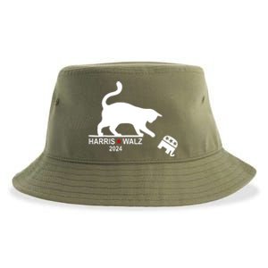 Harris Waltz 2024 Anti Trump Funny Cat Sustainable Bucket Hat