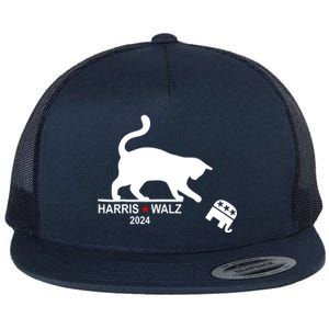 Harris Waltz 2024 Anti Trump Funny Cat Flat Bill Trucker Hat