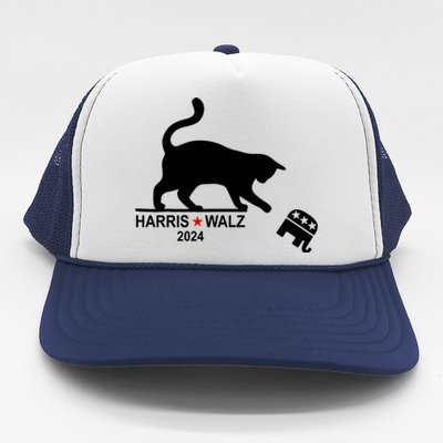 Harris Waltz 2024 Anti Trump Funny Cat Trucker Hat