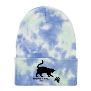 Harris Waltz 2024 Anti Trump Funny Cat Tie Dye 12in Knit Beanie