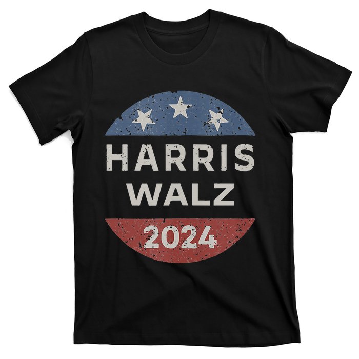 Harris Walz 2024 Retro Vintage Button Campaign T-Shirt