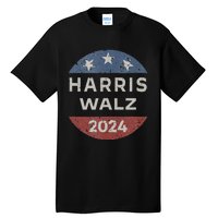 Harris Walz 2024 Retro Vintage Button Campaign Tall T-Shirt