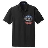 Harris Walz 2024 Retro Vintage Button Campaign Dry Zone Grid Polo