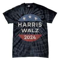 Harris Walz 2024 Retro Vintage Button Campaign Tie-Dye T-Shirt