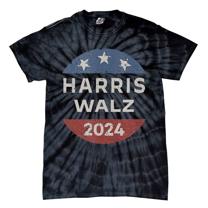 Harris Walz 2024 Retro Vintage Button Campaign Tie-Dye T-Shirt