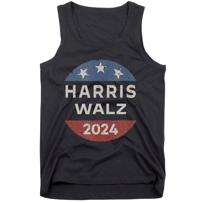 Harris Walz 2024 Retro Vintage Button Campaign Tank Top