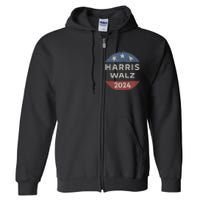 Harris Walz 2024 Retro Vintage Button Campaign Full Zip Hoodie