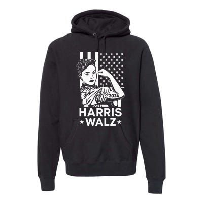 Harris Waltz 2024 Usa Flag Kamala Harris Tim Walz Waltz 2024 Premium Hoodie