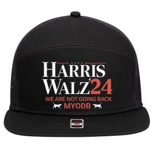 Harris Walz 2024 WeRe Not Going Back Myodb 7 Panel Mesh Trucker Snapback Hat