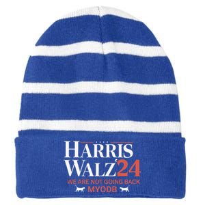 Harris Walz 2024 WeRe Not Going Back Myodb Striped Beanie with Solid Band