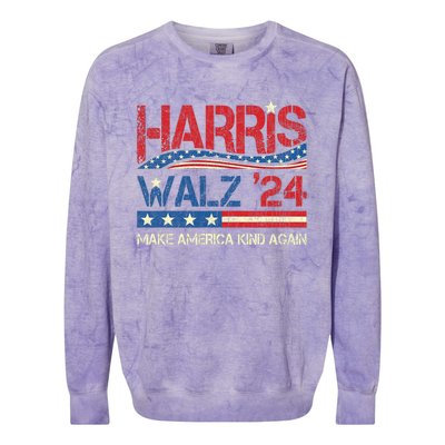 Harris Walz 2024 Make America Kind Again Harris Waltz Quote Colorblast Crewneck Sweatshirt