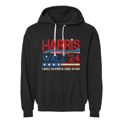 Harris Walz 2024 Make America Kind Again Harris Waltz Quote Garment-Dyed Fleece Hoodie