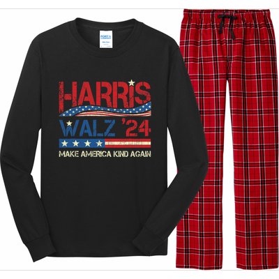 Harris Walz 2024 Make America Kind Again Harris Waltz Quote Long Sleeve Pajama Set