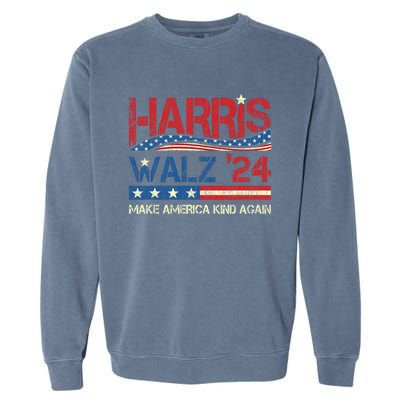 Harris Walz 2024 Make America Kind Again Harris Waltz Quote Garment-Dyed Sweatshirt