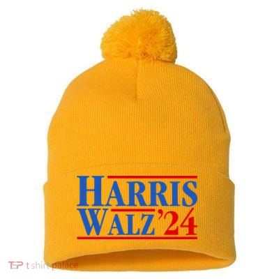 Harris Walz 2024 Kamala Harris Tim Walz For Vp Pom Pom 12in Knit Beanie