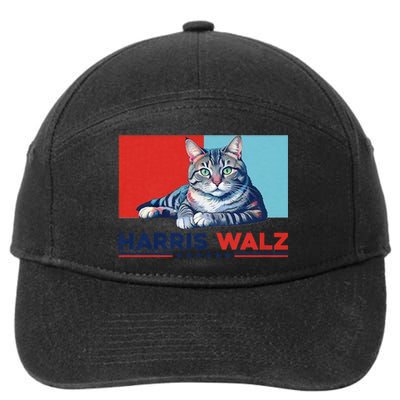 Harris Walz 2024 Funny Cat Election Kamala Harris 7-Panel Snapback Hat