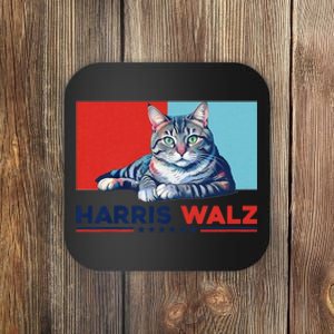 Harris Walz 2024 Funny Cat Election Kamala Harris Coaster