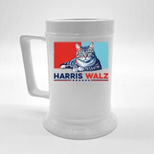 Harris Walz 2024 Funny Cat Election Kamala Harris Beer Stein