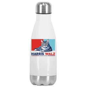 Harris Walz 2024 Funny Cat Election Kamala Harris Stainless Steel Insulated Water Bottle