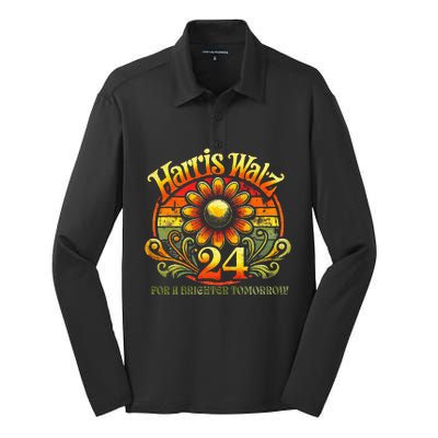 Harris Waltz 2024 Election Kamala Harris Tim Waltz 2024 Silk Touch Performance Long Sleeve Polo