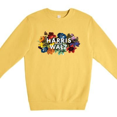 Harris Walz 2024 Floral Feminine Women Harris Waltz 2024 Premium Crewneck Sweatshirt