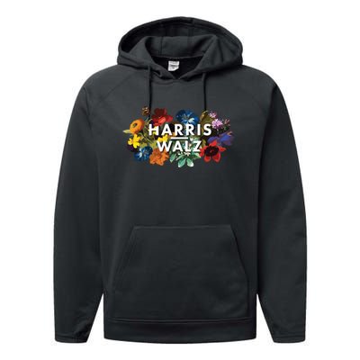 Harris Walz 2024 Floral Feminine Women Harris Waltz 2024 Performance Fleece Hoodie