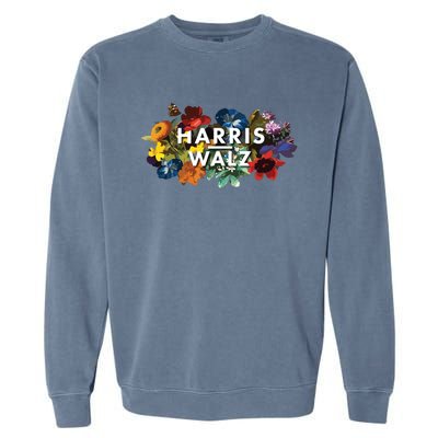 Harris Walz 2024 Floral Feminine Women Harris Waltz 2024 Garment-Dyed Sweatshirt