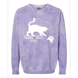 Harris Waltz 2024 Vp President Funny Cat Ladies For Kamala Gift Colorblast Crewneck Sweatshirt