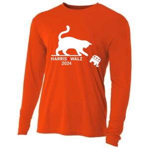 Harris Waltz 2024 Vp President Funny Cat Ladies For Kamala Gift Cooling Performance Long Sleeve Crew