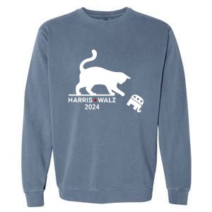 Harris Waltz 2024 Vp President Funny Cat Ladies For Kamala Gift Garment-Dyed Sweatshirt