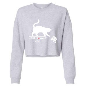 Harris Waltz 2024 Vp President Funny Cat Ladies For Kamala Gift Cropped Pullover Crew