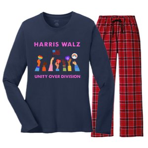 Harris Waltz 2024 Unity Over Division Women's Long Sleeve Flannel Pajama Set 