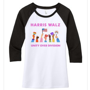 Harris Waltz 2024 Unity Over Division Women's Tri-Blend 3/4-Sleeve Raglan Shirt