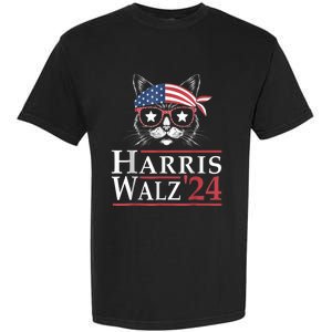 Harris Walz 2024 Funny Cat Election Kamala Harris Tim Waltz Garment-Dyed Heavyweight T-Shirt