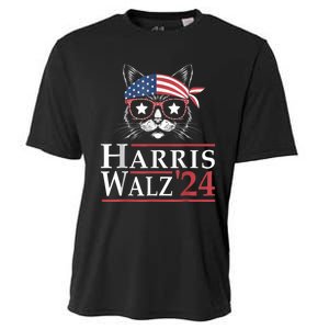 Harris Walz 2024 Funny Cat Election Kamala Harris Tim Waltz Cooling Performance Crew T-Shirt