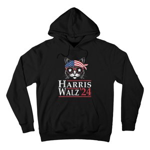 Harris Walz 2024 Funny Cat Election Kamala Harris Tim Waltz Hoodie