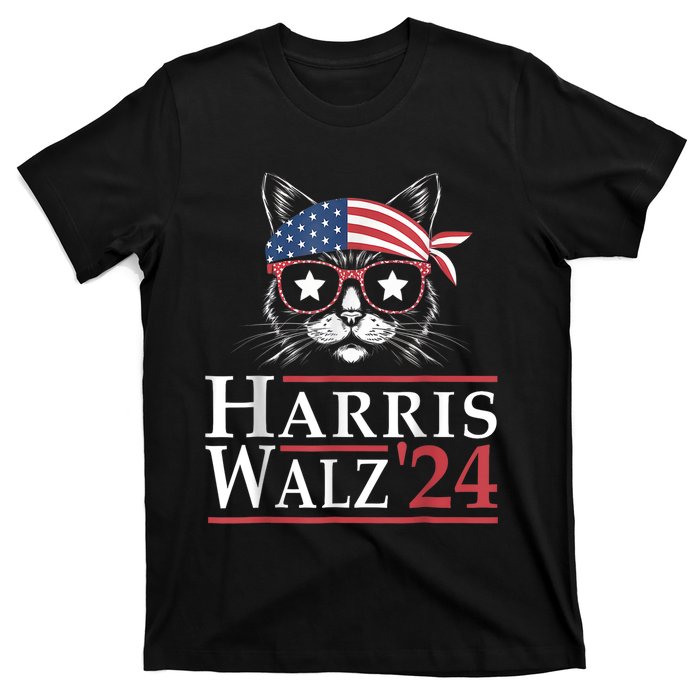 Harris Walz 2024 Funny Cat Election Kamala Harris Tim Waltz T-Shirt