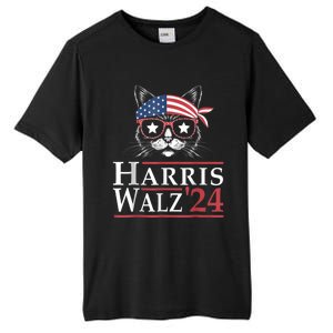 Harris Walz 2024 Funny Cat Election Kamala Harris Tim Waltz Tall Fusion ChromaSoft Performance T-Shirt